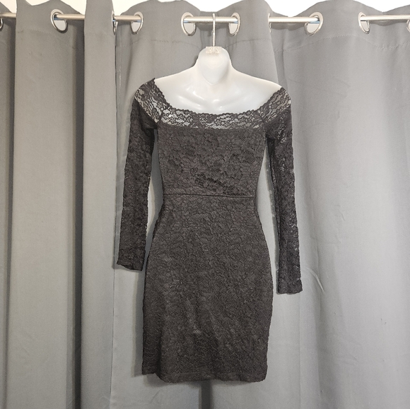 *FREE Sz S Black Lace Bodycon Dress - Picture 2 of 5